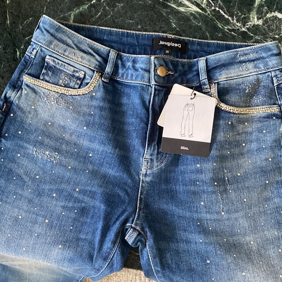 Desigual Studded Straight Leg Jeans - Picture 1 of 10